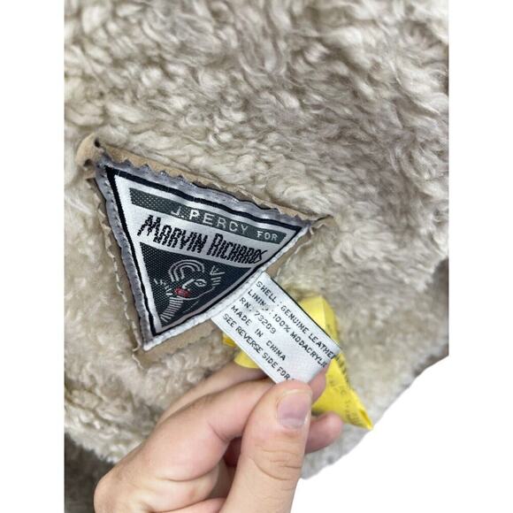 Vintage Penny Lane Style Genuine Leather Sherpa Winter Coat Western Womens XL - Picture 10 of 14